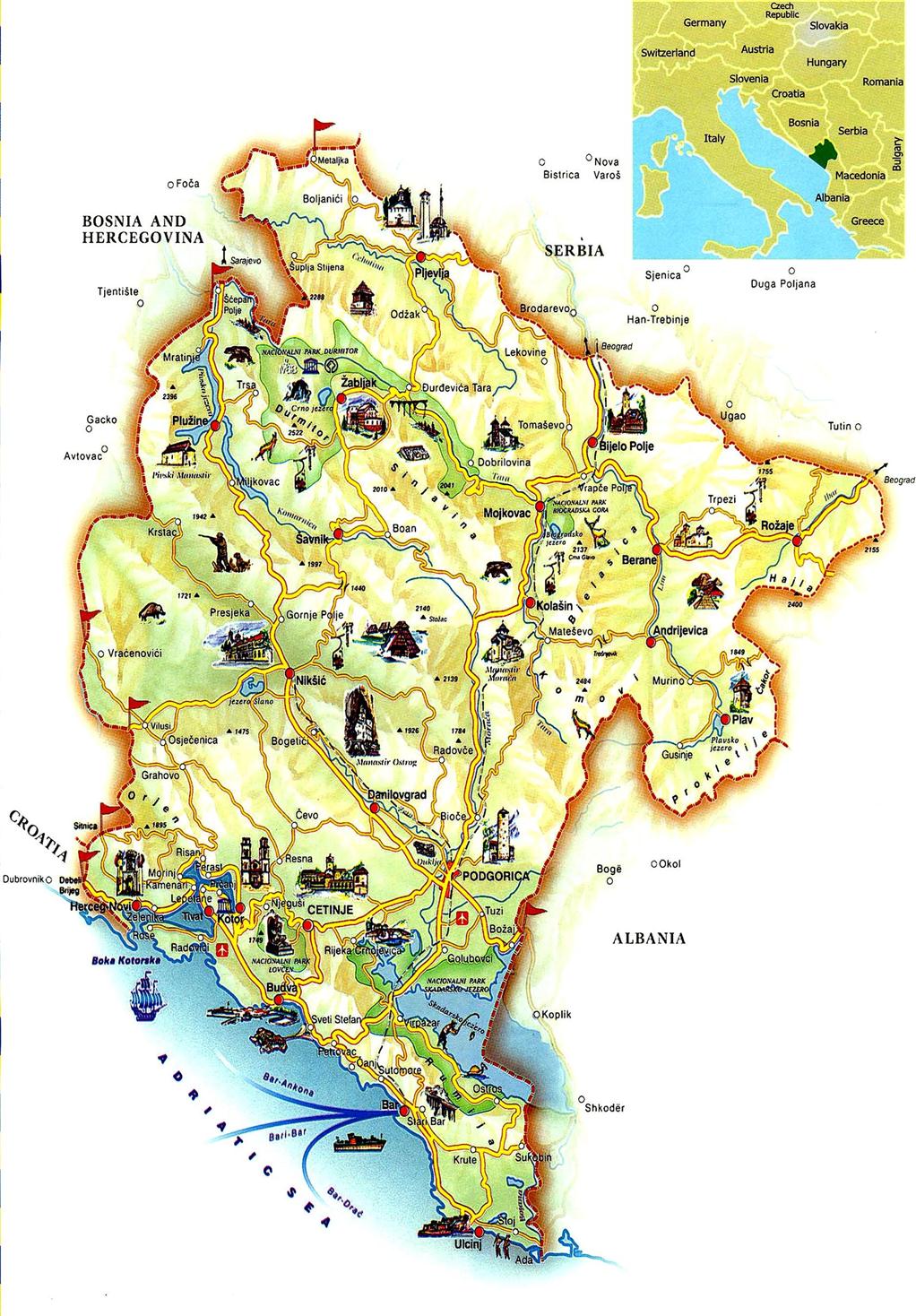 harta rutiera muntenegru Muntenegru Harta Rutiera